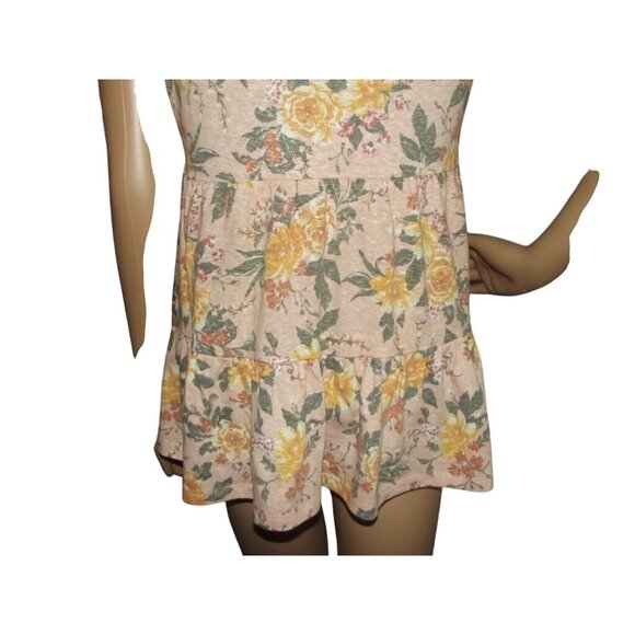 Bobbie Brooks Babydoll Top Womens Size Small Peach Pink Gold Floral knit tiered - Picture 10 of 12